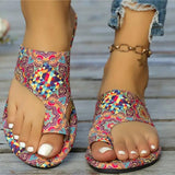 Breakj Sandals Women's National Style 2025 Summer New Breathable Printing Cover Roman Style Cool Slippers
