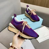 Platform Casual Running Shoes Women Flat Mixed Color Lace Up Patchwork Sneakers Outdoor Walk Tennis Shoes Zapatillas