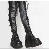 Breakj 9.5Cm Thick Bottom Boots 2025 New Gothic Slope With Knee Boots Female Dark Temperament Hottie