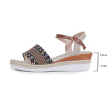 Breakj Summer New National Style With Sandals Platform Heel Buckle Large Size
