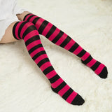 High Striped Cotton Socks Cute Stripe Printed Sock Women Over Knee Long ThighPlus Size Overknee Socks