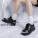 Breakj Niche Commuter Derby Shoes Tide British Men And Women Round Head Thick Platform Increased Versatile Casual Leather Shoes