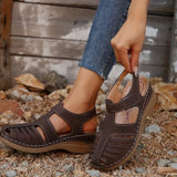 Rome Pedal One Foot Fashion High Slope Heel Breathable Slope Heel Velcro Outdoor Wedge Sandals Slippers