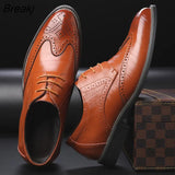 business mens dress shoes genuine leather tan black Italian fashion male shoes