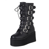 Breakj Style Rion Rivet Middle Cylinder Knight Boots 2023 Autumn And Winter New Thick Bottom High With Belt Buckle Size 43 Women