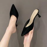 Breakj Summer New Fashion Pointed Head Half Drag High Heels Women's Shoes Heel