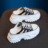 Baotou Semi-Slippers Women Wear 2023 New Hollowed-Out Breathable Sandals, Muffin Shoes, Small White