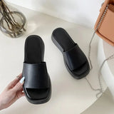 Women Thick Bottom Wedge Heel Outer Wear 2023 Summer New White Fashion Muffin Flat Bottom Solid Color Women's