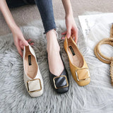 Women Ballet Flats 2022 New Square Buckle Fashion Slip On Flats Shoes Soft Plus Size Women's Shoes Ballerinas