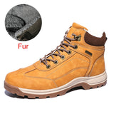 Winter Warm Men Boots Genuine Leather Fur Plus Men Snow Boots Handmade Waterproof Working Ankle Boots High Top Men