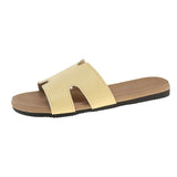 Breakj Boken Slippers Female H Drag Wear 2025 New High-End Sense French Flat-Bottomed Beach Word Drag