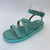 Platform Sandals Summer PU Leather Ankle Buckle Strap Flats Sandals Ladies Cross Casual Sandalies Female Beach Shoes