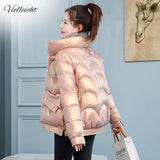 Women Winter Jacket Thick Stand Collar Warm Short Parkas Women Winter Coat Elegant Shiny Cotton Padded Jackets