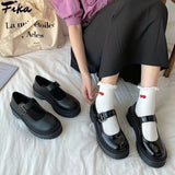 Shoes Platform Mary Janes Shoes Patent Leather Women Buckle Strap Dress Shoe zapatos mujer Black shoes for