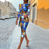 Spring Women Sexy Backless Slim Fit Bodycon Party Dress Elegant Office Ladies Long Sleeve Dress New Autumn Vintage Printed