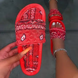 Slides Women Cool Graffiti Slippers Women Home Women's Summer Sandals Red Blue Black Tie Dye Footwear