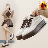 Breakj Shoes Ins Korean Version 2024 New Winter Plus Velvet Board Shoes Female Students Keep Warm Versatile Casual Board Shoes