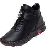 Fur Thick Boots Women's Short Leather Boots Ladies Furry Orthopedic Shoes Woman Winter Waterproof Snow Boot Botas
