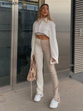 Flare Pants For Women Patchwork Sexy Soft Women High Waist 2021 Autumn Fitness Casual Fashion Elastic Pantalones