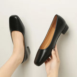 Breakj Single Shoes Women's Low-Heeled Comfortable Elegant Commuting Single Shoes Small Square Root High Heel Korean Version Of Simple Women's Shoes Size