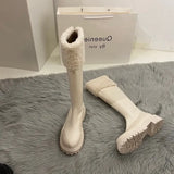 Breakj Brown Long-Heeled Knight Boots Women's Shoes 2025 New Autumn And Winter Plus Velveled Winter Shoes Snow
