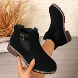 Breakj Short Boots Women's New Short-Box Retro Coarse And Flat-Bottomed Martin Boots Side Zipper British Style Women's