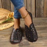 Breakj Large-Size Hollow Carved Flat Sole Single Shoes Round Head Lazy One Foot Pedal Low Help Shallow Boat