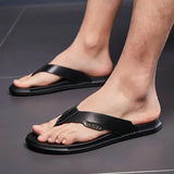 Men's Summer Outdoor Wear Beach Non-Slip Deodorant Clip Feet Men's Indoor Slippers Wear-Resistant Leather Trend
