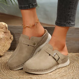 Breakj Slipper Female 2025 Summer New Baotou Half Slipper Solid Color Slope With Rivevet Metal Buckle Beach Women's