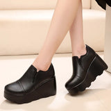 Breakj A Foot Pedaled Women's Shoes Thick Sole Waterproof Slope Heel Single Shoes With Deep Mouth Loose Cake Shoes Ladies Round Head Casual