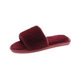 Autumn And Winter Cotton Slippers Indoor Korean Version Home Flat Open Toe Word Trawl Red Fashion Short