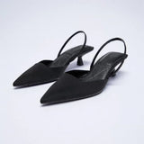 Autumn New Women's Closed Toe Red Single Shoes with Stiletto Heel Mid-heeled Fashion Sandals with Hollow Pointed Toe