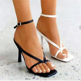 Summer NEW Women's Sexy Bomb Square Toe High Heeled Shoes Toe Clamping Stiletto High Heels Plus Size 35-43 Zapatos De