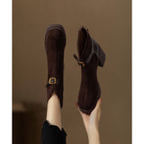 Breakj Your Eyes Into The Thick Bottom And Splicing Short Fashion Boots Women Autumn And Winter After The Zipper Frosting High And Short