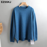 Winter splitside oversize thick Sweater pullovers Women 2021 loose cashmere turtleneck big size Sweater Pullover