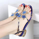 New Bohemian Diamond Sandals Women Wear Fashionable And Comfortable Anti-Slippery Flat-Soled Sandals In