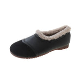 Velvet Bean Shoes Women 2023 Winter New Vintage Women's Shoes Round Head Soft Sole Soft Leather One Foot Pedal Warm Cotton Shoes