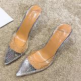 Crystal Transparent women's sandals comfortable Ladies Peep Toe party sandals High Heel Shoes Fall protection Non-slip heel