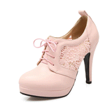 Breakj Water Platform High Heel Belt Women's Shoes Splicing Lace Fine Heel Single Shoes Large Size