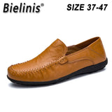 Leather Men Casual Shoes Italian Men Loafers Moccasins Slip On Men's Flats Breathable Hollow Out Male Driving