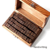 Number Alphabet Combination Letter Stamp Diary Ablum Wedding Letter Wood Rubber Stamp Set with Vintage Wooden Box