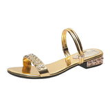 sale 2022 Wedding Bride Women Sandals Slippers Low Heels Shoes Comfort Ladies Rhinestone Gold Silver Female Footwear