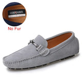 Handmade Men Loafers Luxury Genuine Leather Casual Shoes Comfortable Soft Driving Shoes Warm Fur Plus Office