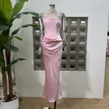 Rich Woman Folds Spliced Two Fishtail Bragy Dress High-End Party
