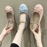 Velour Flats Pearl Button Square Toe Mary Janes Fashion Casual Shoes Women Comfort Loafers Shoes for Work Leather