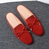 And Autumn New Bag Head Half Slippers Women Lazy Outside Wearing Flat Shoes Bow Muller Shoes Large Size 41-44