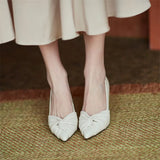 Pointed Toe Pumps Natural Genuine Leather Women Shoes High Heels Pleated Stiletto Heel Dress Footwear Female Spring