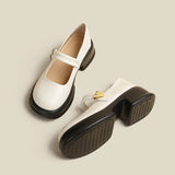 Breakj Sole Loafers Female Retro British Style Pine Platform Small Leather Shoes Thick Heel Mary Jane Single Shoes Casual