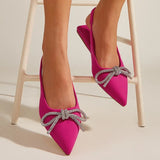 Diamond Bow Dew With Muller Pointed Flat Heel Women's Single
