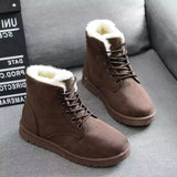 Women Boots Warm Winter Women Shoes Lace-Up Female Faux Suede Ankle Boot For Woman Botas Mujer Plush Ladies Black Snow